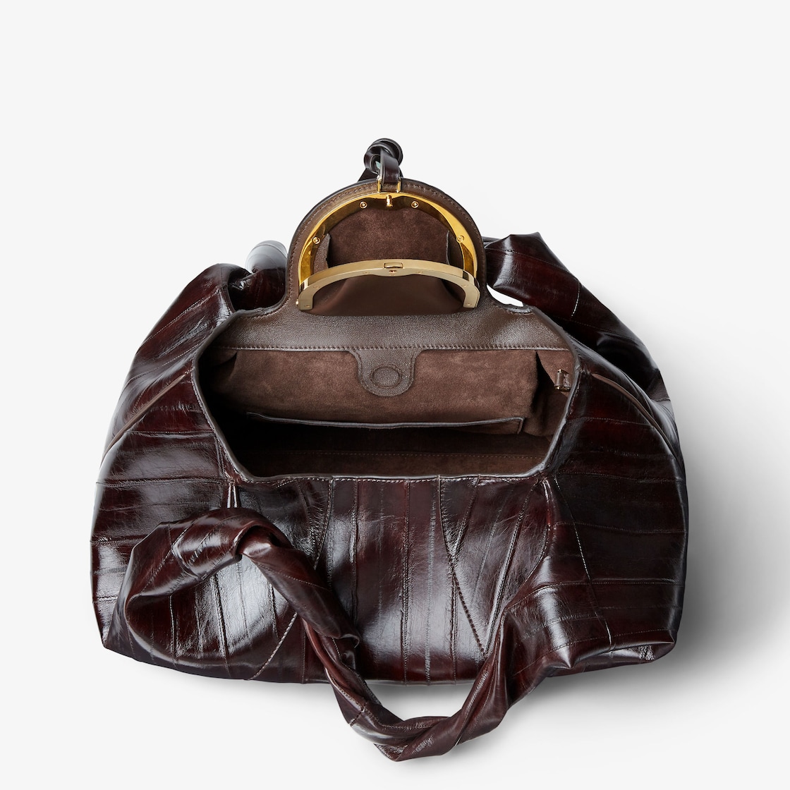 FENDI Fendi Spy Brown inlaid hagfish leather bag - Image 4